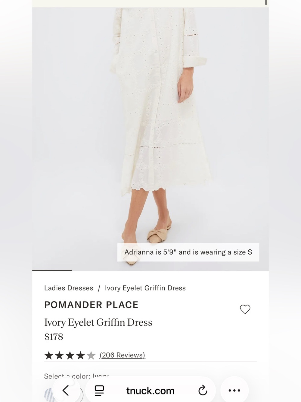 Tuckernuck Pomander Place Ivory Eyelet Griffin Midi Shirt Dress Worn 1x LARGE - Picture 7 of 9